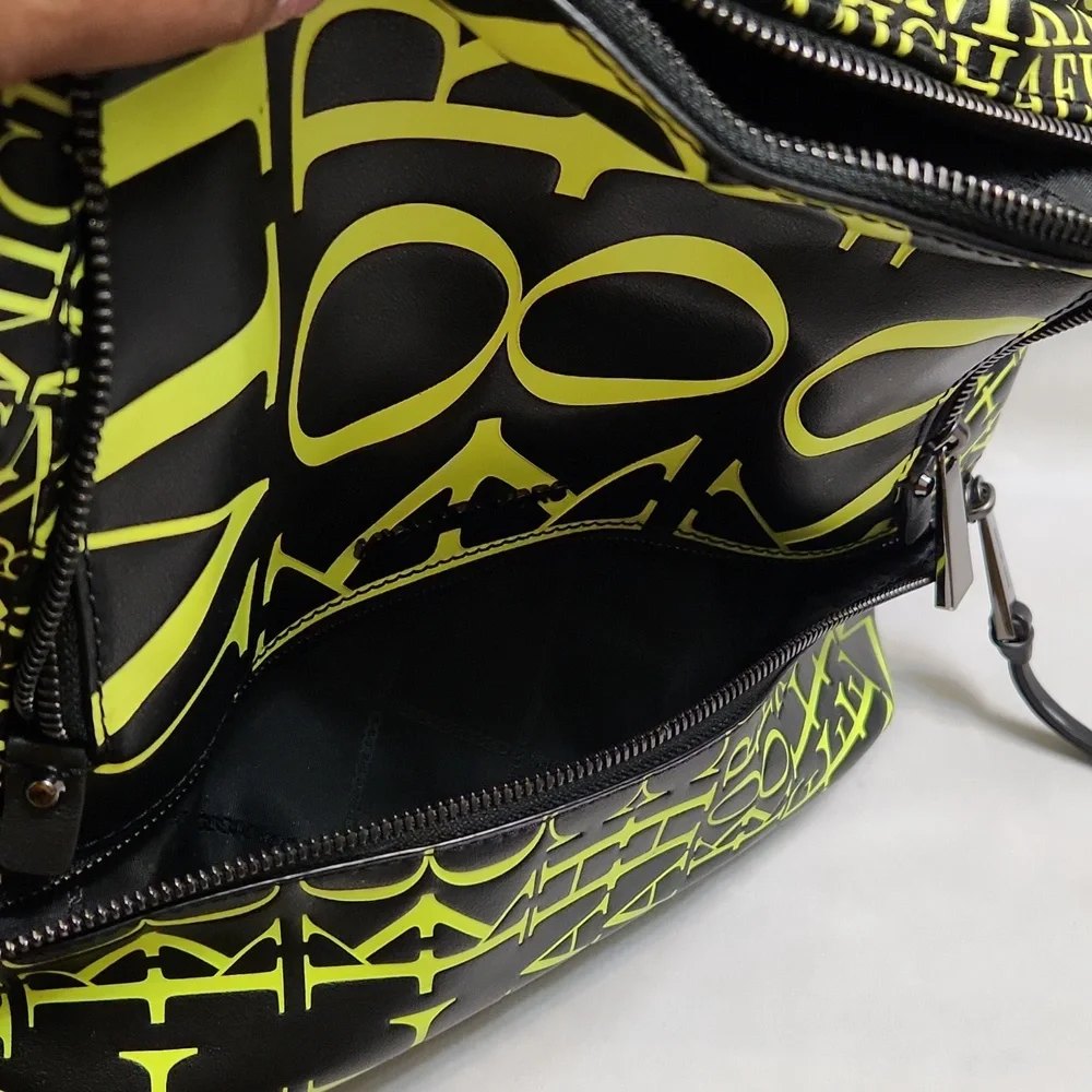 Michael Kors Rhea Medium Newsprint Print Logo Leather Backpack